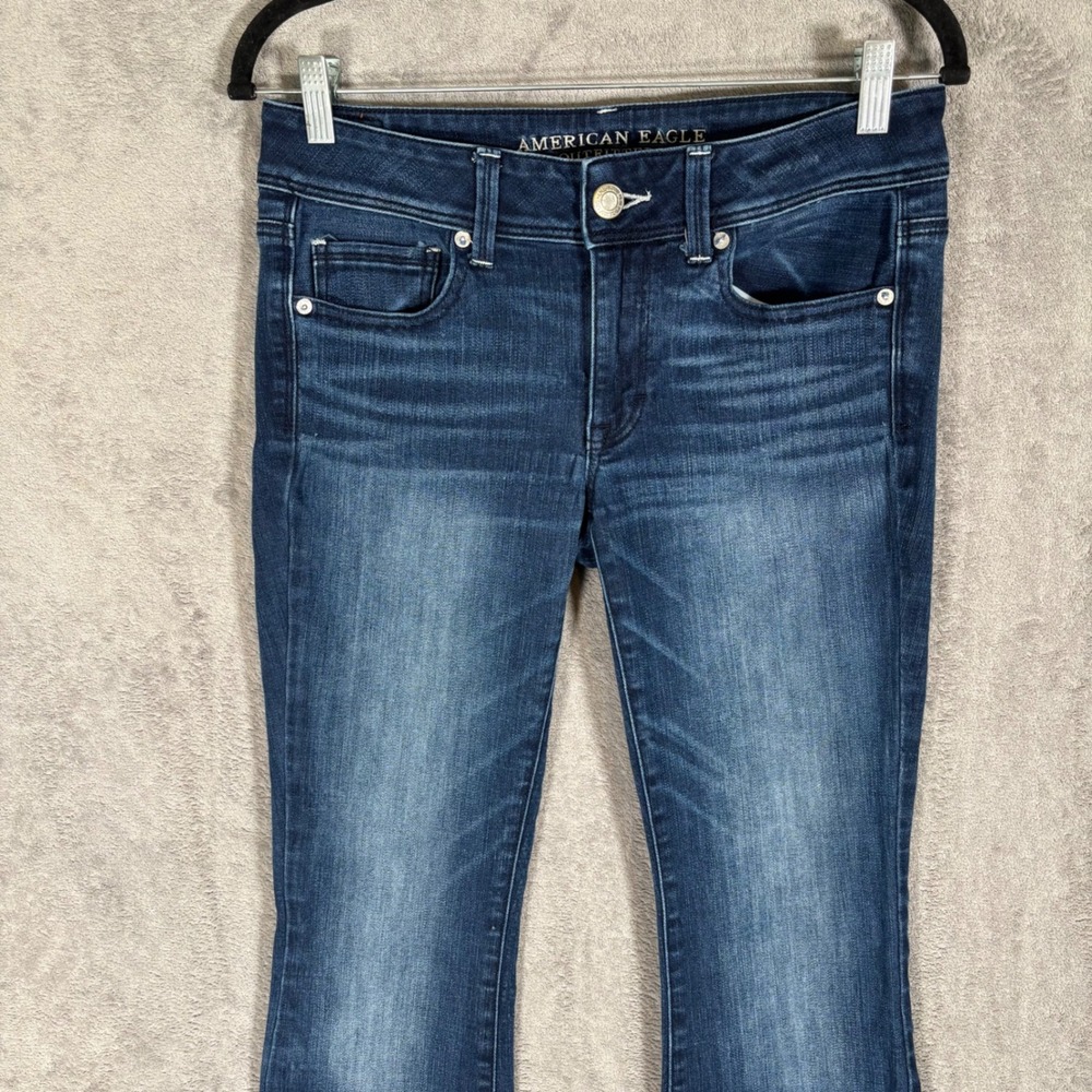 American Eagle Kick Boot Super Stretch Dark Wash Jeans Womens 8 Long - Picture 3 of 12